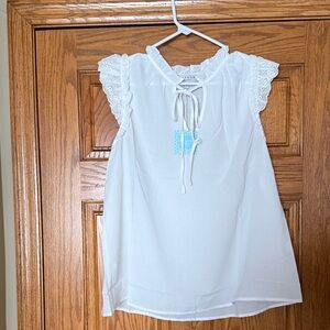 Hayden White Lace Trim Blouse